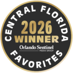 2026 Central Florida Favorites Gold Winner badge from the Orlando Sentinel Media Group, awarded for Favorite Cosmetic Dentistry.